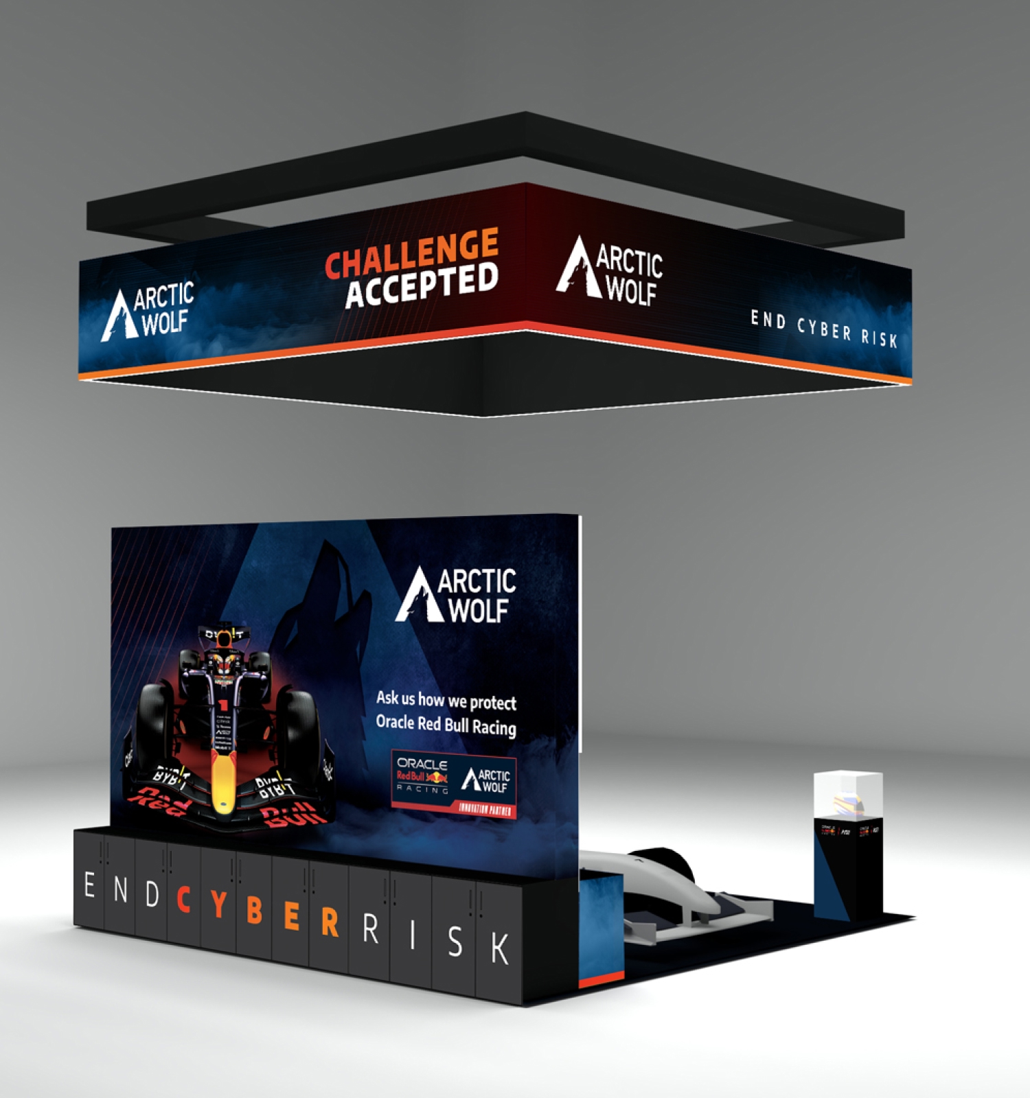 Blackhat USA booth render — front view, alternate angle