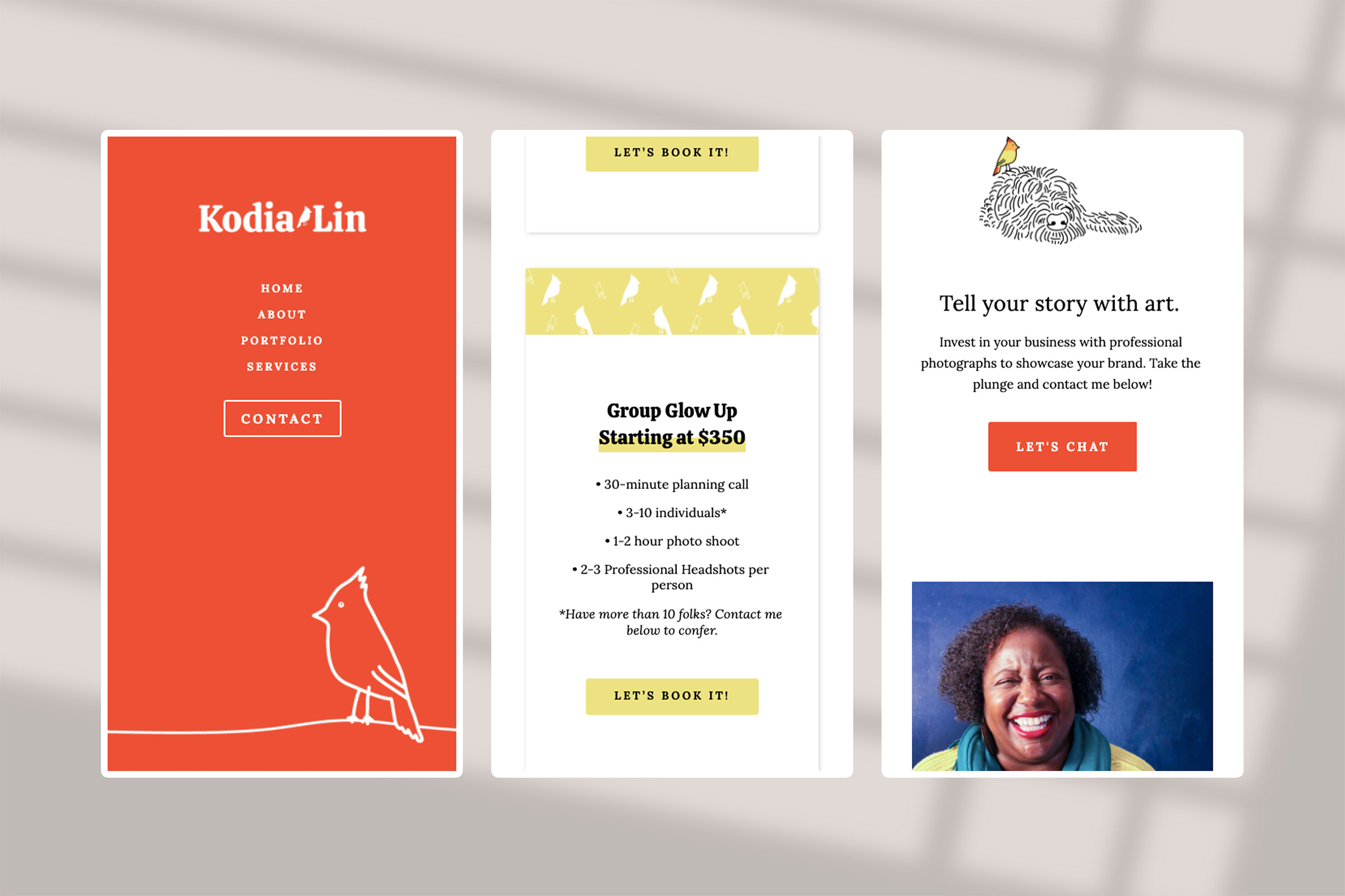 Kodia Lin Photography mobile website design