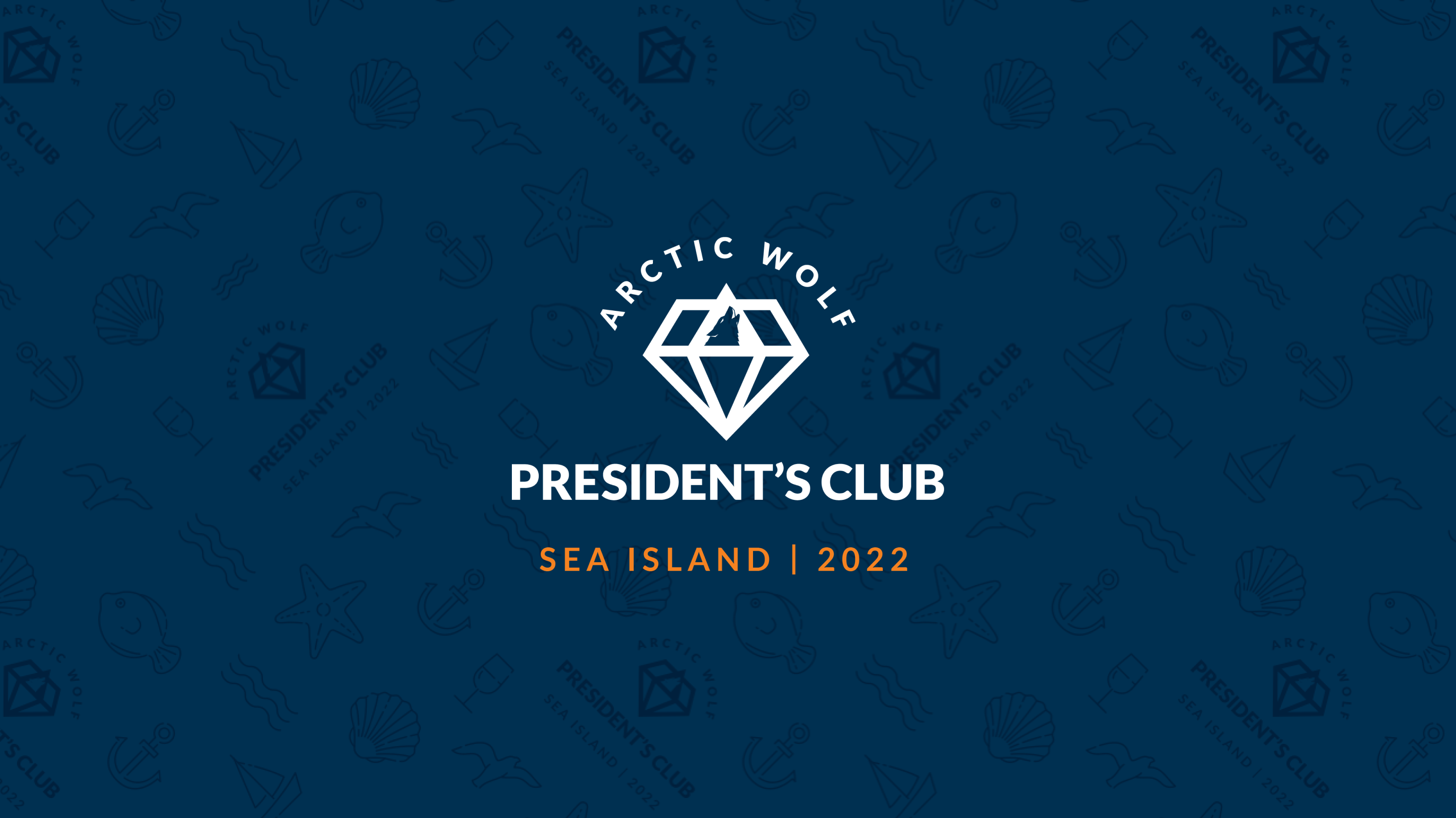 President's Club Arctic Wolf event branding — Sea Island 2022