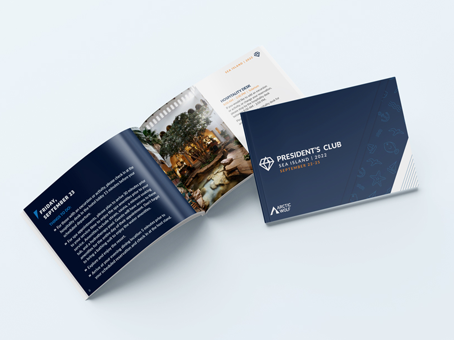 President's Club brochure booklet open