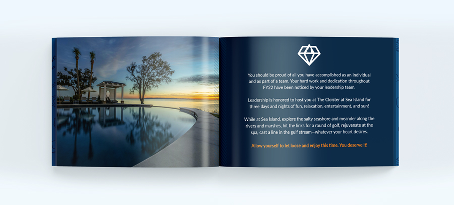 President's Club brochure spread — welcome letter
