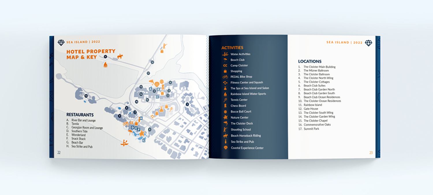 President's Club brochure spread — resort map